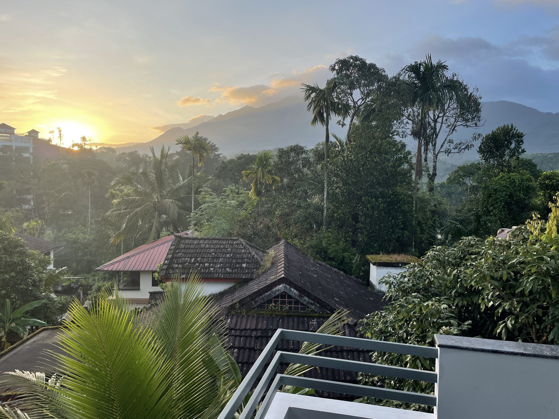 Sunrise over the mountains, seen from Peppercorn Cottage